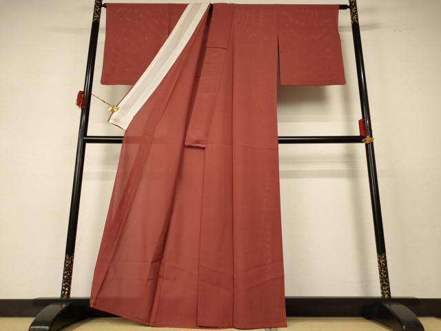 平和屋着物＊夏物 色無地 絽 茶色 正絹 逸品 AABF5107jd