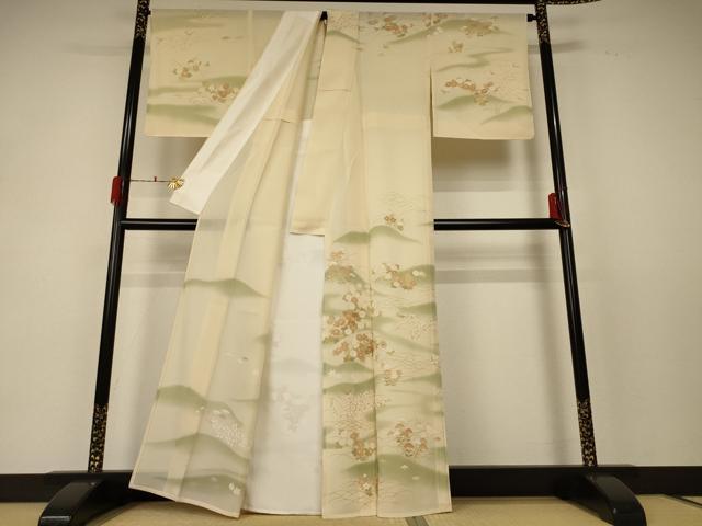 平和屋着物＊夏物 訪問着 絽 駒刺繍 草花文 金彩 正絹 逸品 AABF5111jd
