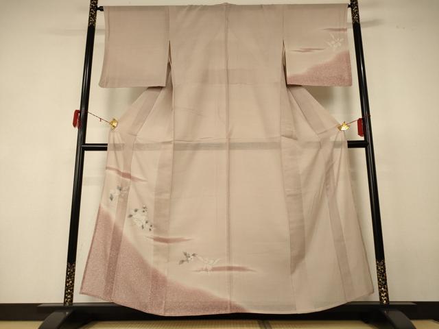 平和屋着物＊夏物 訪問着 紗 草花文 暈し染め 銀彩 正絹 逸品 AABF5114jd