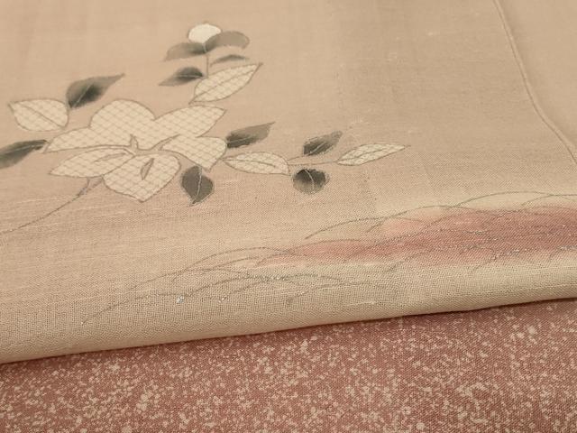 平和屋着物＊夏物 訪問着 紗 草花文 暈し染め 銀彩 正絹 逸品 AABF5114jd