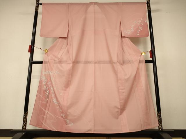 平和屋着物＊夏物 訪問着 絽 流水花文 暈し染め 洗える着物 AABF5116jd
