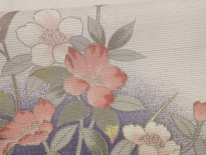 平和屋着物＊夏物 訪問着 絽 流水草花文 暈し染め 銀彩 洗える着物 AABF5118jd