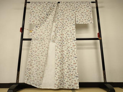 平和屋着物＊夏物 小紋 紗 花鳥文 洗える着物 AABF5120jd