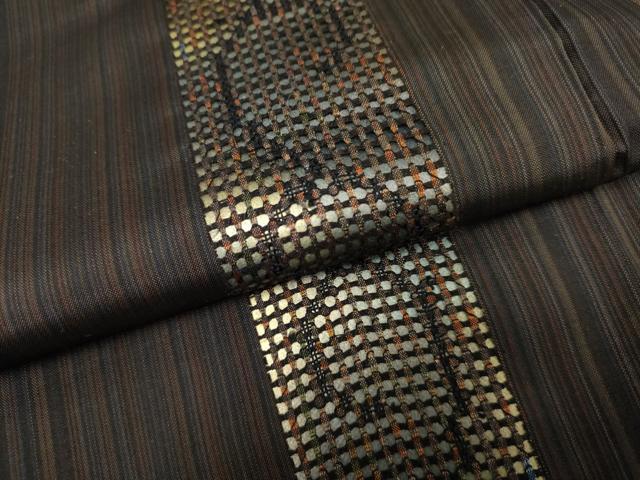 平和屋着物●本場縞大島紬 訪問着 刺繍 更紗花文 井田哲作 証紙付き 正絹 逸品 AABF5124cs