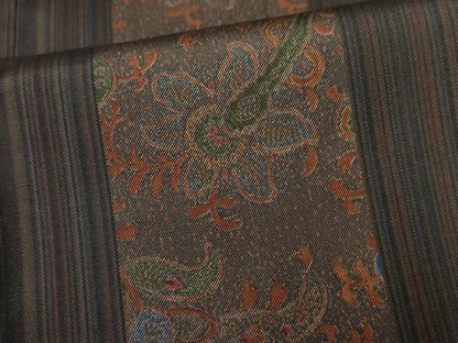平和屋着物●本場縞大島紬 訪問着 刺繍 更紗花文 井田哲作 証紙付き 正絹 逸品 AABF5124cs
