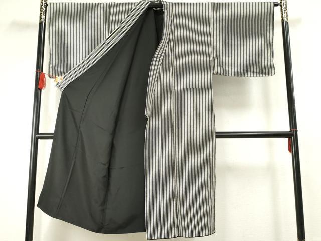 平和屋着物●男性 小紋 縞 鬼しぼ縮緬 正絹 逸品 AABF5127cs