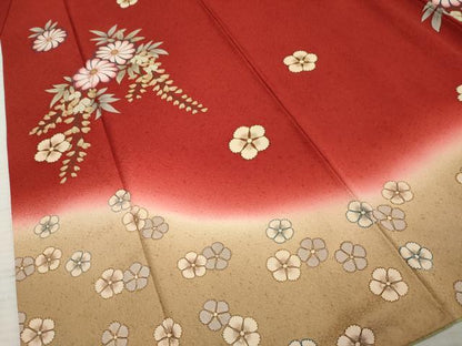平和屋着物●豪華振袖 舞花文 暈し染め 金彩 正絹 逸品 AABF5128cs