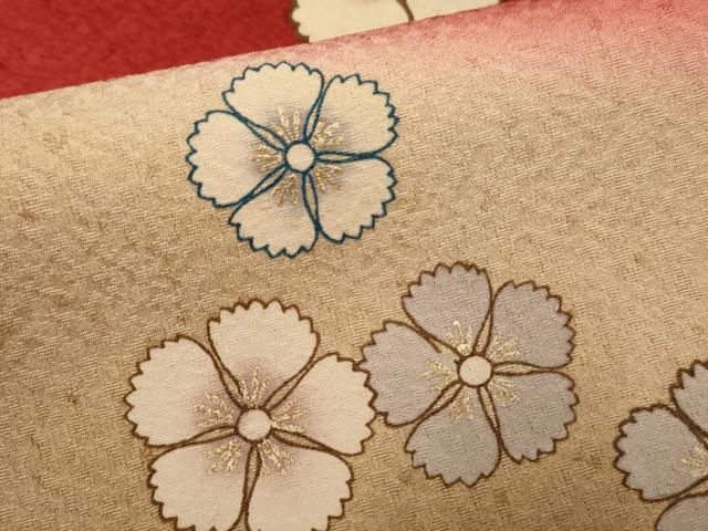 平和屋着物●豪華振袖 舞花文 暈し染め 金彩 正絹 逸品 AABF5128cs