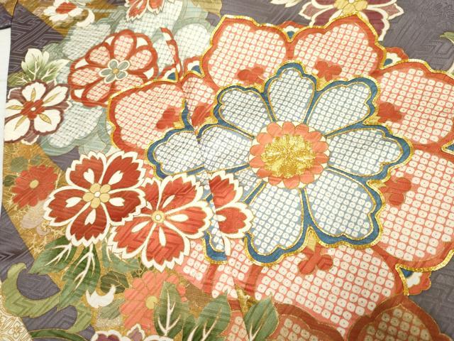 平和屋着物●豪華振袖 駒刺繍 蔓帯草花文 金彩 ロング丈 正絹 逸品 AABF5132cs