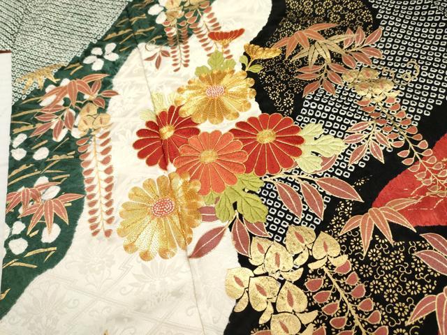 平和屋着物●豪華振袖 絞り 吉祥草花文 金彩 正絹 逸品 AABF5137cs