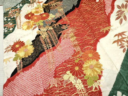 平和屋着物●豪華振袖 絞り 吉祥草花文 金彩 正絹 逸品 AABF5137cs