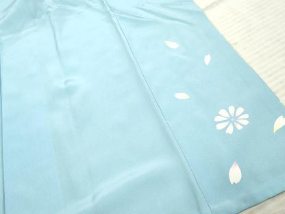 平和屋着物●COURREGES・クレージュ 振袖 舞花文 暈し染め 銀彩 正絹 逸品 AABF5143cs