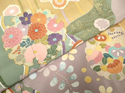 平和屋着物●訪問着 作家物 修平 駒刺繍 雪輪草花文 金彩 正絹 逸品 AABF5144cs