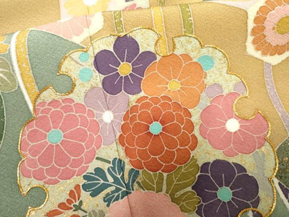 平和屋着物●訪問着 作家物 修平 駒刺繍 雪輪草花文 金彩 正絹 逸品 AABF5144cs