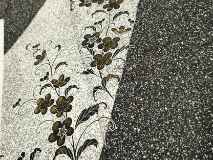 平和屋着物●訪問着 友禅 枝花文 たたき染め 黒地 金彩 正絹 逸品 AABF5145cs