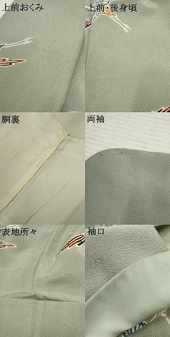 平和屋着物●上質な小紋 型染め 飛鶴文 鬼しぼ縮緬 正絹 逸品 AABF5148cs