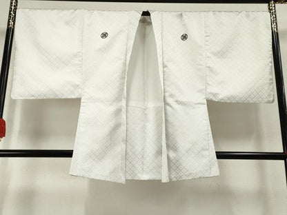 平和屋着物●男性 色紋付・羽織セット 菱文 洗える着物 AABF5149cs