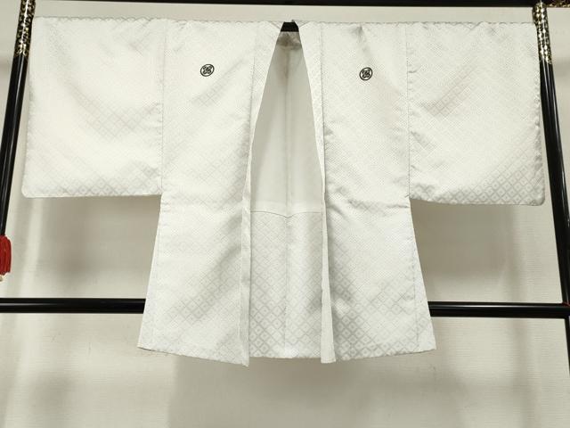 平和屋着物●男性 色紋付・羽織セット 菱文 洗える着物 AABF5149cs