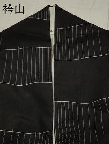 平和屋着物●上質な紬 格子 黒地 正絹 逸品 AABF5152cs
