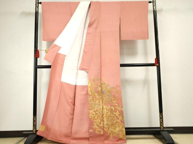 平和屋着物●金彩友禅 卓越技能者・名工・和田光正 色留袖 螺鈿 更紗花唐草文 暈し染め 金彩 正絹 逸品 AABF5153cs