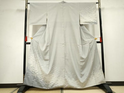 平和屋着物●藤倉守正 やまだ織 本塩沢 訪問着 霞文 正絹 逸品 AABF5154cs