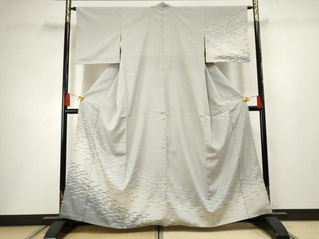 平和屋着物●藤倉守正 やまだ織 本塩沢 訪問着 霞文 正絹 逸品 AABF5154cs