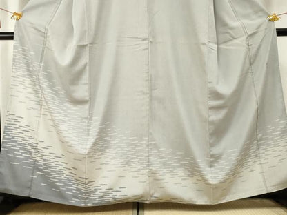 平和屋着物●藤倉守正 やまだ織 本塩沢 訪問着 霞文 正絹 逸品 AABF5154cs