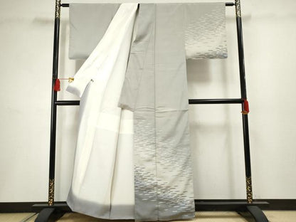平和屋着物●藤倉守正 やまだ織 本塩沢 訪問着 霞文 正絹 逸品 AABF5154cs