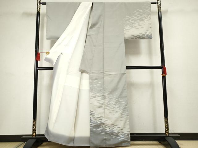 平和屋着物●藤倉守正 やまだ織 本塩沢 訪問着 霞文 正絹 逸品 AABF5154cs