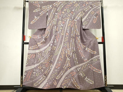 平和屋着物●訪問着 絞り 草花文 正絹 逸品 AABF5156cs