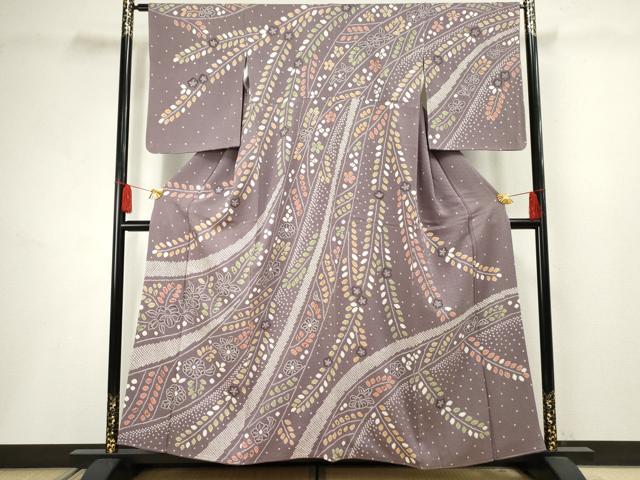 平和屋着物●訪問着 絞り 草花文 正絹 逸品 AABF5156cs