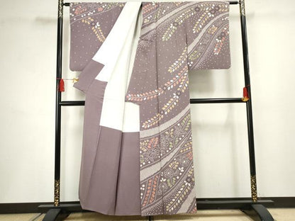 平和屋着物●訪問着 絞り 草花文 正絹 逸品 AABF5156cs