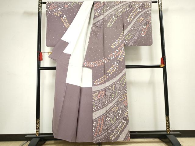 平和屋着物●訪問着 絞り 草花文 正絹 逸品 AABF5156cs