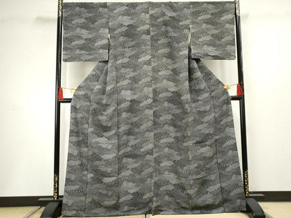 平和屋着物●江戸小紋 寄せ小紋柄 黒地 やまと金ラベル 正絹 逸品 AABF5157cs
