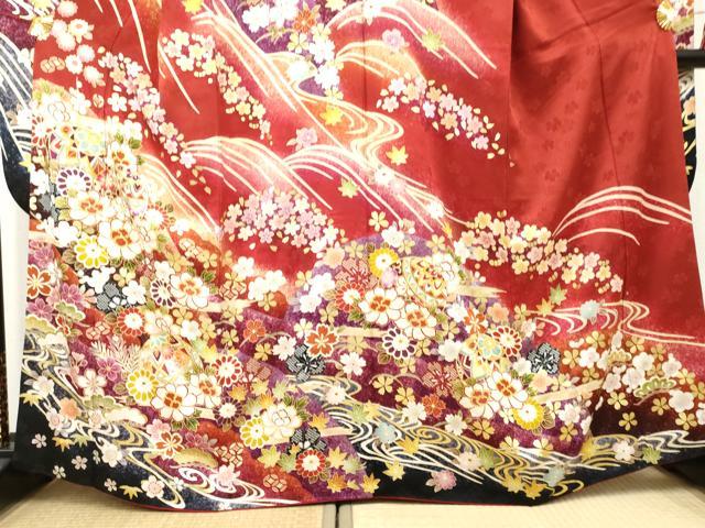 豪華振袖 駒刺繍 絞り 草花紋 正絹 逸品 豪華振袖 駒刺繍 絞り 草花紋 正絹 逸品 平和屋着物○豪華振袖 駒刺繍