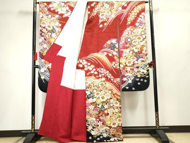 豪華振袖 駒刺繍 絞り 草花紋 正絹 逸品 平和屋着物○豪華振袖 駒刺繍