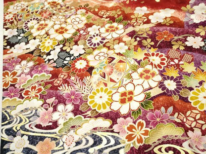 平和屋着物●豪華振袖 駒刺繍 花毬文 暈し染め 金彩 正絹 逸品 AABF5159cs