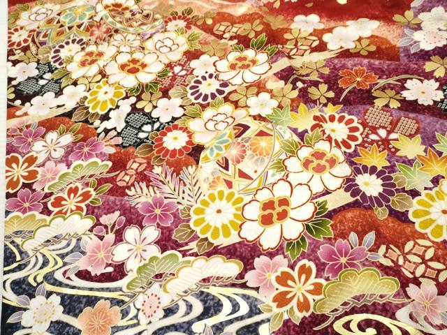 平和屋着物●豪華振袖 駒刺繍 花毬文 暈し染め 金彩 正絹 逸品 AABF5159cs
