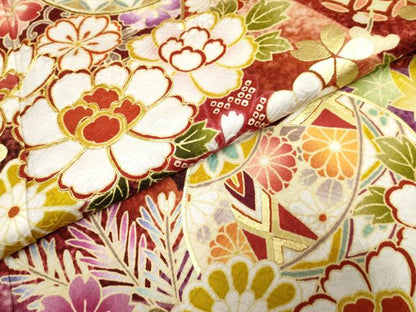 平和屋着物●豪華振袖 駒刺繍 花毬文 暈し染め 金彩 正絹 逸品 AABF5159cs