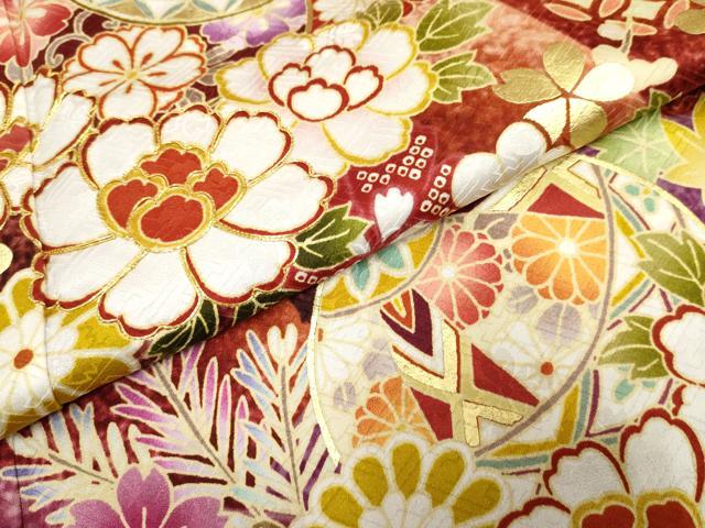 平和屋着物●豪華振袖 駒刺繍 花毬文 暈し染め 金彩 正絹 逸品 AABF5159cs