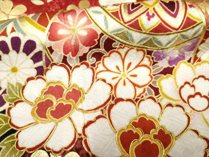 平和屋着物●豪華振袖 駒刺繍 花毬文 暈し染め 金彩 正絹 逸品 AABF5159cs
