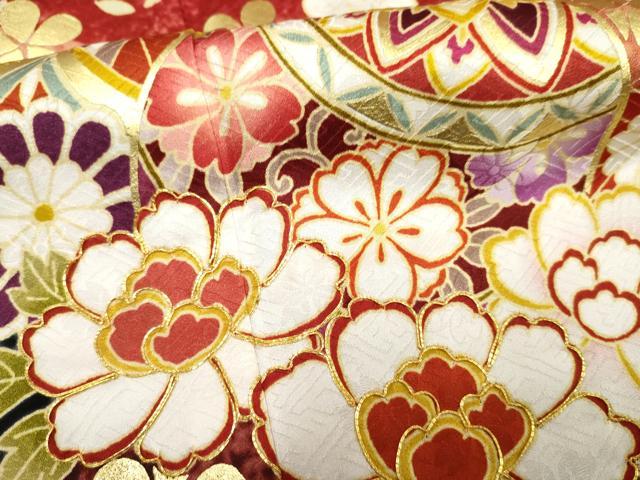 平和屋着物●豪華振袖 駒刺繍 花毬文 暈し染め 金彩 正絹 逸品 AABF5159cs