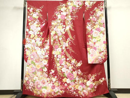 平和屋着物●豪華振袖 蔓帯花毬文 暈し染め 金銀糸 金彩 銀通し地 正絹 逸品 AABF5160cs