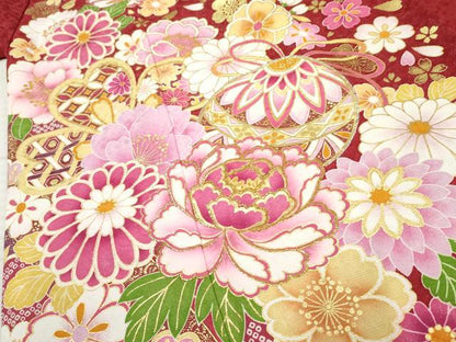 平和屋着物●豪華振袖 蔓帯花毬文 暈し染め 金銀糸 金彩 銀通し地 正絹 逸品 AABF5160cs