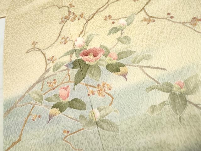 平和屋着物●訪問着 手描き 総絞り 枝花文 暈し染め 正絹 逸品 AABF5164cs