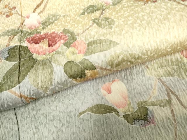平和屋着物●訪問着 手描き 総絞り 枝花文 暈し染め 正絹 逸品 AABF5164cs