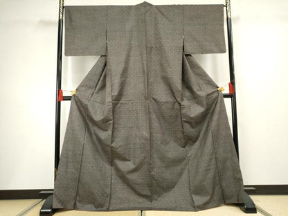 平和屋着物●本場大島紬　一元絣　格子　正絹　逸品　AABF5165cs
