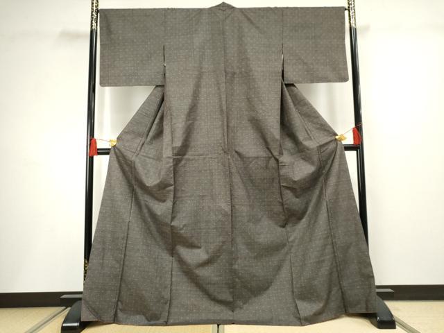 平和屋着物●本場大島紬　一元絣　格子　正絹　逸品　AABF5165cs
