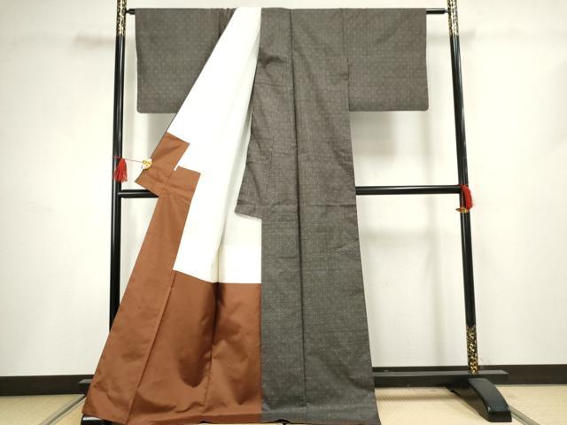 平和屋着物●本場大島紬　一元絣　格子　正絹　逸品　AABF5165cs