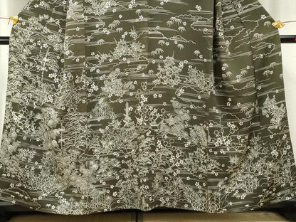 平和屋着物●訪問着 ろうけつ染 松竹梅風景文 正絹 逸品 AABF5166cs